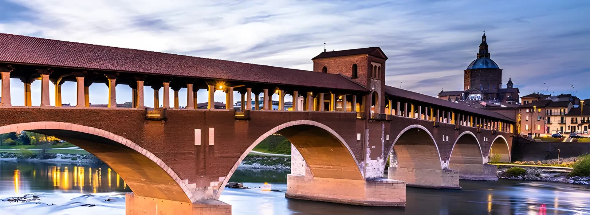 A panoramic view of Pavia old town